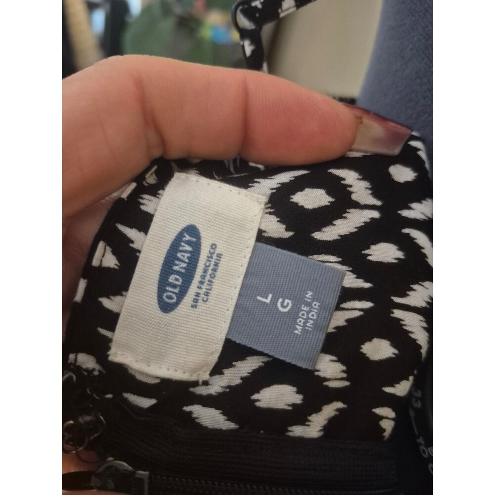 Old Navy Black & White Printed Spaghetti Strap Flowy Dress Size Large - Picture 6 of 7